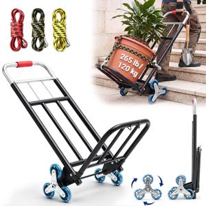 Lounsweer Stair Climbing Cart, 265 Lbs Plant Caddy with 3 Bungee Cords