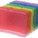 novelinks 6 Pack 4”x6” Photo Storage Boxes – Multi-Colored Plastic Organizer Cases with Lids – Picture Storage Containers for Photos, Crafts, Cards & Scrapbooking (Color 1Pack)