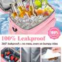 Insulated Lunch Bag for Men & Women, 9L Leakproof Lunch Box Soft Cooler Tote with 5 Pockets, 600D Oxford, EVA Lining, Adjustable Strap for Work, Picnic, Beach&Travel-Pink