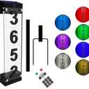 Solar House Numbers for Outside, Acrylics Solar Address Sign with Iron Stakes, Waterproof RGBW Color Changing Remote Control, Lighted Modern Address Plaque Solar Powered for Street Yard Home