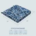 LVTXIII Outdoor Chair Cushions 20x20x3 Inch, Square Water-Repellent Patio Seat Cushions with Ties & Hidden Zipper, 2 Pack Thick Foam Chair Pads for Garden Furniture, Flower Navy