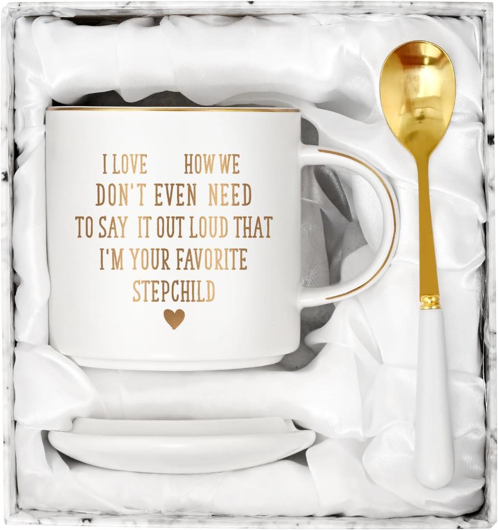 Cabtnca Step Mom Mothers Day Christmas Gifts, Im Your Favorite Stepchild, Bonus Mom Mug Coffee Cup, Birthday Gifts for Stepmom from Step Daughter, 12Oz (White)