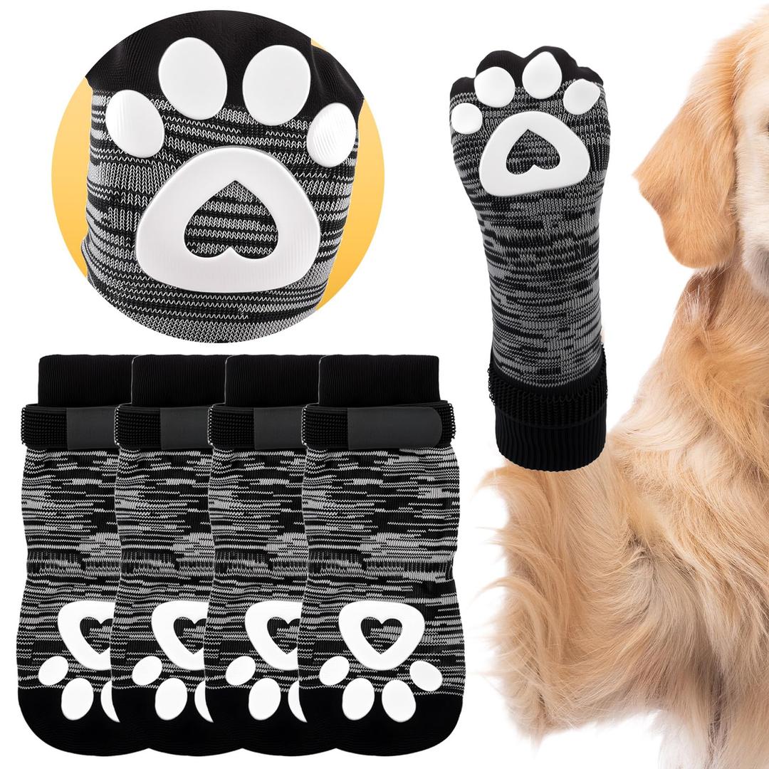 Stryfull 6 Pcs Non Slip Dog Socks to Prevent Licking Paws, Double-Sided Grip Anti-Skid Paw Protectors for Hardwood Floors,Hot/Cold Pavement Traction Control for Small Medium Large Senior Dogs