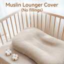Muslin Baby Lounger Cover 1 Pack, Cotton Soft Breathable Infant Nest Slipcover, Envelope Closure, Compatible with Snuggle Me Loungers, Machine Washable, Cover Only, for Boys Girls(Beige)