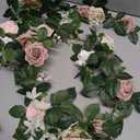 Lookein Artificial Rose Flower Garland Greenery Garland 5FT for Wedding Ceremony Backdrop Arch Flowers Table Centerpieces Decorations, Garden Dusty Rose
