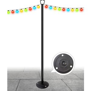 Queension 10FT Ground Base String Light Poles for Outdoor String Lights for Garden, Backyard, Patio Lighting Stand for Parties, Bistro & Weddings, 1 Pack