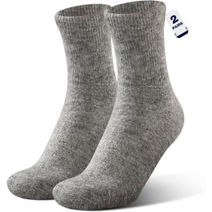 Alpaca Wool Diabetic Socks for Men Women Non Binding Wide Loose Fit Thick Warm Soft Seamless Moisture Breathable (2X-Large, Gray)