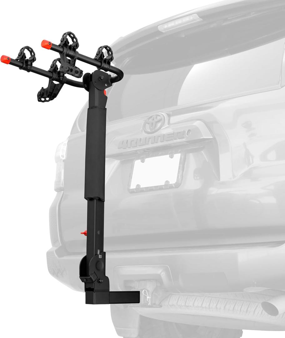 Retrospec Lenox 2-5 Bike Rack Hitch for Car, Truck, SUV - 2in Hitch Mount with Foldable Steel Frame, Anti-Rattle Adapter & Tie Down Straps