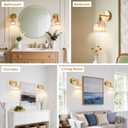 Battery Operated Wall Sconce with Remote, Vintage Rechargeable Wall Sconces Set of Two, Dimmable RGB Bulbs Amber Tulip Glass Wireless Wall Lights for Bedroom Living Room Sconces Wall Decor Set of 2
