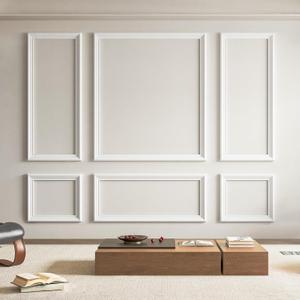 Art3d Pre-Cut Wall Molding Set of 6 pcs, Ready-to-Assemble Wainscoting Panels for Interior Wall Dcor Living Room Bedroom Accent Wall - Installed with Glue, 3 Top 3 Bottom