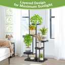 iDavosic.ly 5 Tier Plant Stand Indoor Outdoor, Tiered Corner Plant Stands for Multiple Plants, Metal Plastic Tall Plant Display Holder Flower Shelf for Patio Living Room Garden Balcony Bedroom, Black