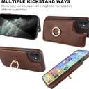 ONETOP for iPhone 11 Wallet Case with Card Holder, 360 Rotation Ring Kickstand RFID Blocking PU Leather Double Magnetic Clasp Shockproof Cover for Women and Girls 6.1 Inch (Brown)