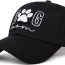 Dog Mom Hat Embroidered Baseball Cap for Women Gifts for Dog Lover (Black)