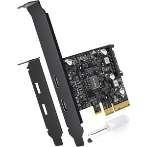 10Gbps PCIE USB C 3.2 Gen 2 Card, 2-Port PCle to USB C Expansion Card, PCI Express 3.0 x4 Adapter for Desktop PC, SSD Enclosures, Workstations, File Backup, Data only