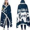 GEEMBI Birthday Gifts for Mom - Mama Bear Blue Blanket Hoodie 47x72 in - Mom Birthday Gifts from Daughter Son Husband, Mama Gift Ideas, Gift for Mother Grandma Wife, Hoodie Blanket for Women