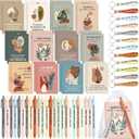 Mooliwe 12 Set Positive Affirmation Gift Set Gratitude Notebooks with Pens Keychains Small Bags Motivational Party Favors for Adult Women Coworkers Employee Group (Plant)