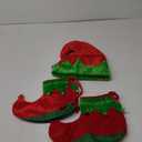 SATINIOR Christmas Santa Elf Shoes and Hat Christmas Red and Green Costume Accessory Set 11inch