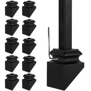 10 Pack Iron Baluster Slant Shoes with Screw, Stair Baluster Shoes Slant Angle Use for 1/2" Square Iron Balusters, Matte Black Wrought Balusters Shoes for Staircase Spindle Interior