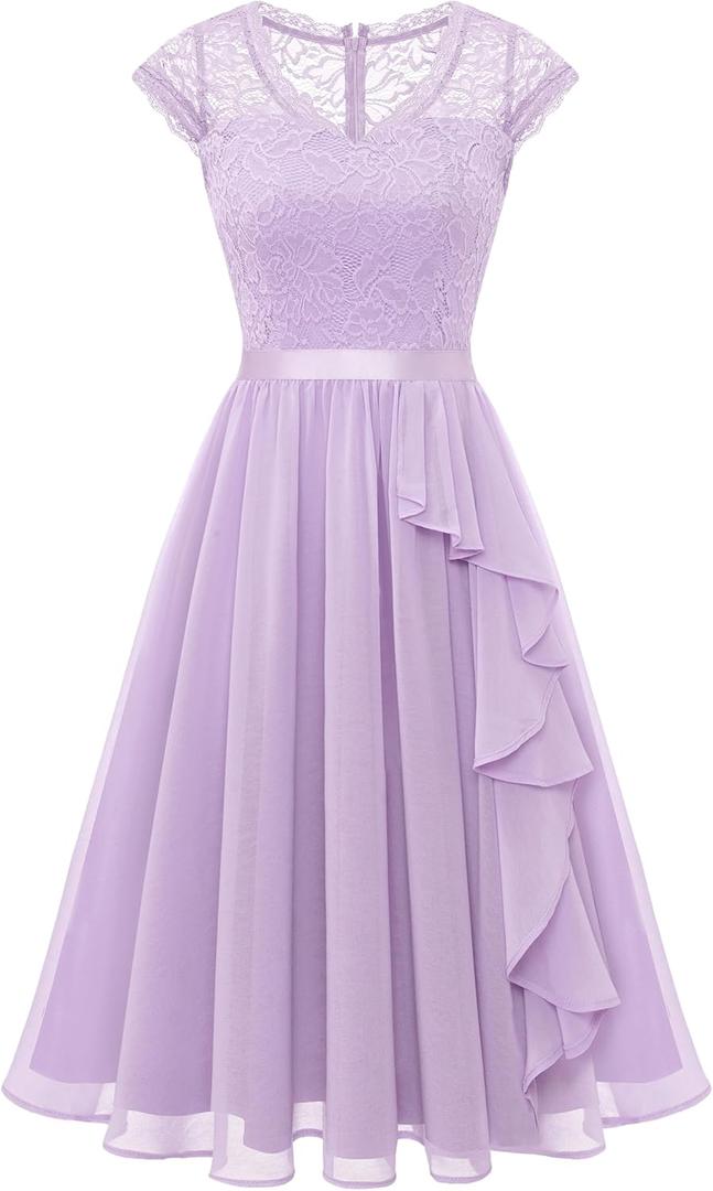 Wedtrend Women's Bridesmaid Dresses Short Prom Dress Ruffle Semi Formal Cocktail Dresses Floral Homecoming Dress (X-Large, Lavender)