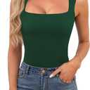 OwnTime Womens Square Neck Tank Tops Dressy Summer Sleeveless Shirts Sexy Going Out Fitted Trendy Tops T Shirts Blouses (Green, XL)