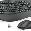 Wireless Keyboard and Mouse Combo, 2.4G Full Size Wave Keys Ergonomic Keyboard with Wrist Rest and 3-Level DPI Adjustable Wireless Ergonomic Mouse for Windows, Mac OS Desktop/ Laptop/ PC(Graphite)