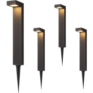 EDISHINE Low Voltage Pathway Lights Wired, 3000K 3.2W 50,000Hrs Waterproof LED Outdoor Landscape Lighting with Connectors, 12V Modern Cast-Aluminum Landscape Path Lights for Walkway Garden, 4 Pack