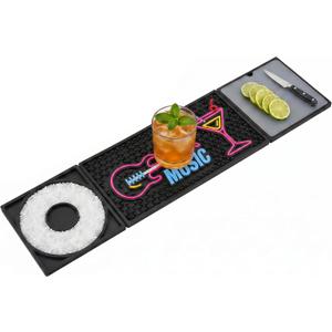 24x6 Trifold Bar Mat with Cutting Board,Music Pattern