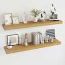 Dreamland 48 inch Floating Shelves for Wall Large Wall Mounted Shelves with Invisible Brackets, Oak Long Wall Shelves for Bathroom, Living Room, Kitchen, Office, 48x9.1 inch deep Set of 2