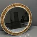 SWTHONY 18 Inch Boho Round Hanging Wall Mirror Decorative Rattan Circle Mirrors for Farmhouse, Living Room, Bedroom