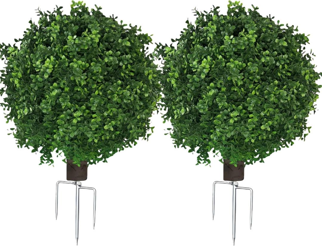 QIANYUN Artificial Boxwood Ball Bush- Faux Boxwood Decorative Balls for Backyard, Balcony,Garden, Wedding and Home Dcor (2, 22inch)
