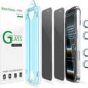 amFilm OneTouch Privacy Screen Protector for iPhone 17 Pro 6.3'' + Camera Lens Protector | Auto-Alignment Install | Bubble Free | 9H Tempered Glass | Shatterproof | FHD Clarity | 2+4 Pack