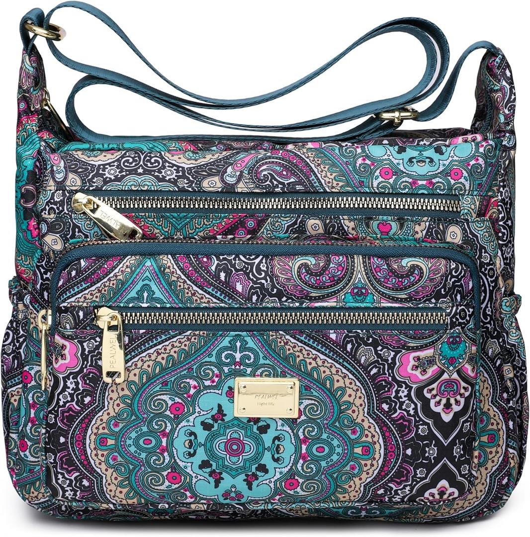 Women Shoulder Handbag Roomy Multiple Pockets Bag Ladies Crossbody Purse Tote Top Handle Satchel (Ss-black&blue)