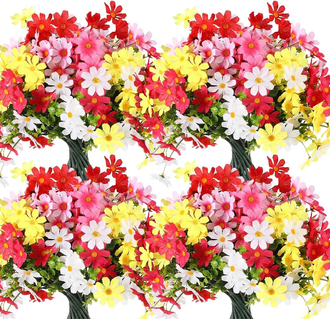 Thiccywoov 36 Bundles Artificial Flowers for Outdoors UV Resistant, Faux Greenery Flowers for Porch Planters Patio Window Box Farmhouse Garden Decor