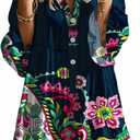 Opemiby Summer Dresses for Women 2026 Flowy Ruffle 3/4 Sleeve V Neck Tiered Casual Babydoll Boho Beach Mini Dress (Black, XL)