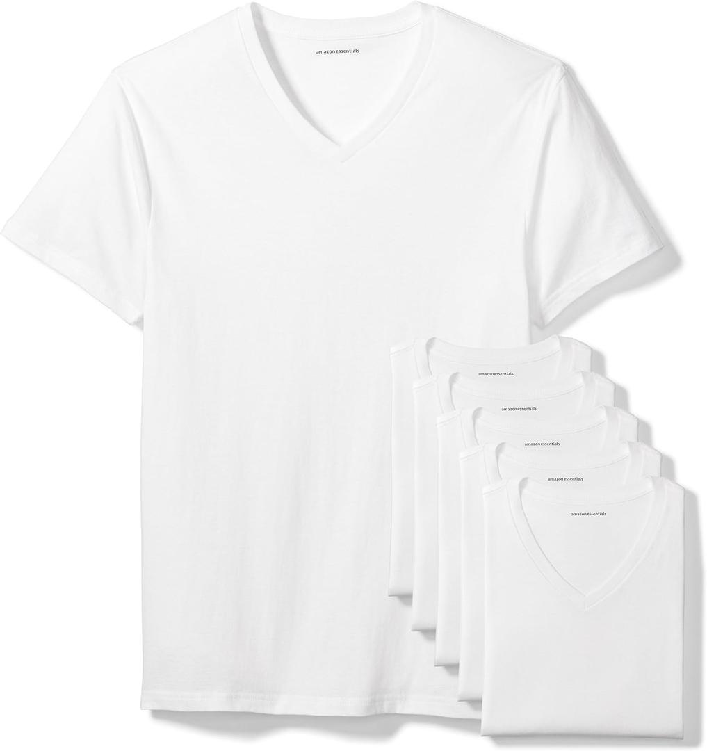 Amazon Essentials Men's V-Neck Undershirt, Breathable Cotton, Pack of 6