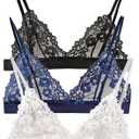 Womens Bra No Underwire Lace Unlined Demi Triangle Bralettes, L