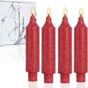 Red Short Taper Candle Crystal Candlesticks Dripless Tapered Candles for for Holiday Wedding Party Wax Unscented Dinner 6 inch Set of 4