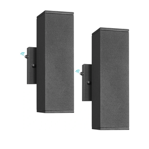 Outdoor Wall Light Fixture,Exterior Lighting Fixtures,Dusk to Dawn Modern Sconce Lights for Porch Patio Garage Front Door (Black,Square,with Sensor,2PK)