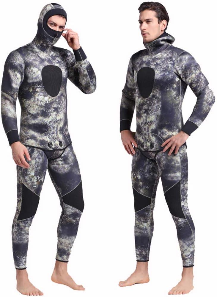 Nataly Osmann Men 5mm Spearfishing Premium Camouflage Neoprene Wetsuit Scuba Diving Suit Hoodie Snorkeling Suits (X-Large)