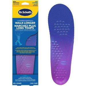 Dr. Scholl's Walk Longer Insoles - Comfortable Plush Foam Cushioning Inserts for Walking, Hiking, and Standing on Feet All-Day with Arch Support - Walk 50% Longer Without Muscle Fatigue