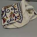 Aesthetic Embroidery Tote Bag for Women - Reusable Canvas Cute Shoulder Bag for Shopping, Grocery, Work, Book, Brown Leaf 