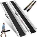 7FT Portable Wheelchair Ramp, Adjustable Aluminum ramps for wheelchairs for Home, 1200LB Capacity, 2X Thickened Sidewall, Wheelchair Ramp for Home, Stairs, Steps (2 Pack)