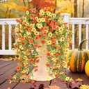 6 Bundles Artificial Fall Flowers for Outdoors Fake Plants Garden Home Fall Decor,UV Resistant Realistic Silk Faux Autumn Flower Indoor Outside Front Porch Patio Balcony Yard Farmhouse (Orange)