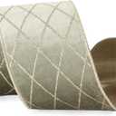 Ribbli Dusty Green Velvet Ribbon Wired with Glitter Diamond Grid 4 Inch Christmas Ribbon for Christmas Tree Decoration Big Bow Gift Wrapping Crafts Wreaths Garland Supplies - 10 Yards