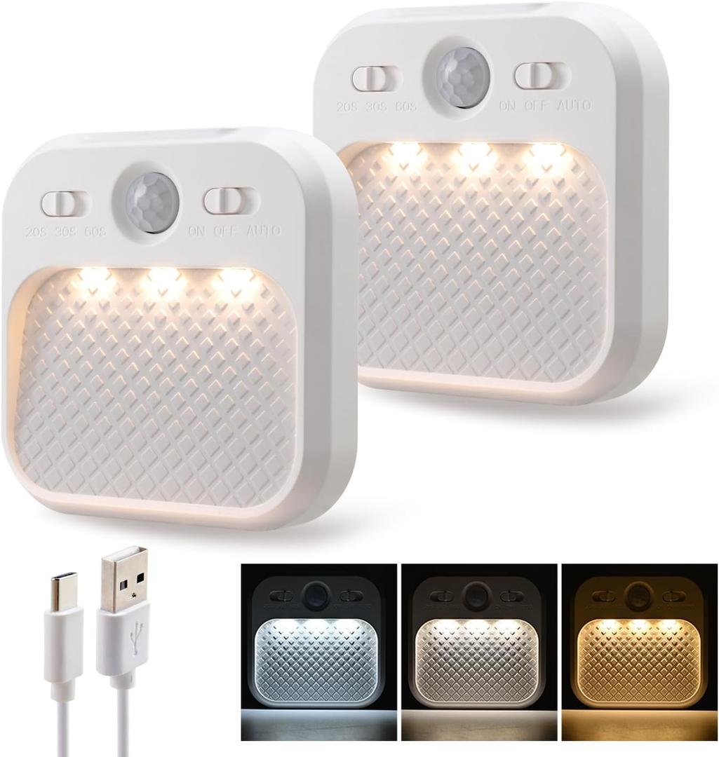 DAMI Motion Sensor Night Lights Rechargeable with Timer, Battery Cabinet Light with 3 Color Temperatures Stepless Dimming, Magnetic Closet Light for Travel, RV, Cruise Essentials 2026