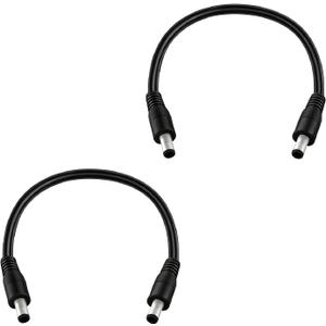 1FT 5.5mm x 2.1mm 14AWG Male to Male DC Power Extension Cord 12V/24V DC Power Cord for Outdoor Power Surveillance Cameras and Solar Panels 2pcs