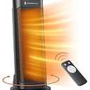 Space Heater, TaoTronics PTC 1500W Fast Quiet Heating Ceramic Tower Heater Oscillating Portable Heater with Remote Control for Indoor Use Thermostat ECO Mode 12H Timer LED Display, Black, Large