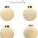 15PCS White Velvet Flocked Christmas Ornaments, 3.15" Shatterproof Matte Balls for Xmas Tree Decor, Elegant Luxury Holiday Ornaments (Beige)