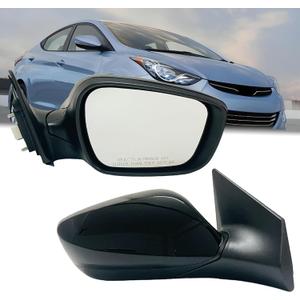 Passenger Side Mirror Compatible With 2011-2013 Hyundai Elantra With Power Glass,Heated,Manual Folding,Black,5-Pins/Non-Turn Signal