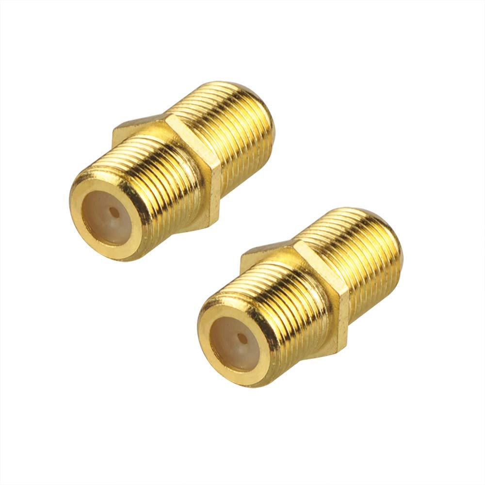 VCE Coaxial Cable Connector, RG6 Coax Cable Extender F-Type Gold Plated Adapter Female to Female for TV, Satellite, 2 Pack